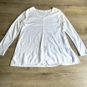 Urban Flax Grateful Pullover Top L White Cotton Linen Asymmetrical Lagenlook USA
